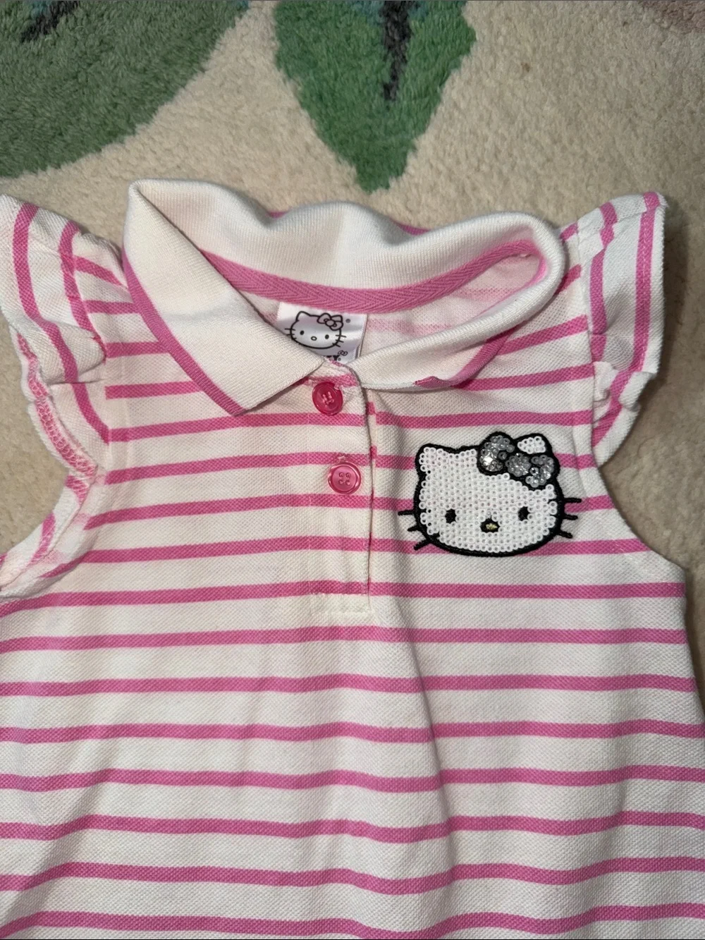 Hello Kitty by Sanrio White and Pink Striped Polo Sundress